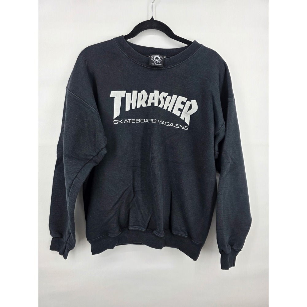 Thrasher Skateboard Magazine Crewneck Sweatshirt Black Mens Medium Logo Pullover